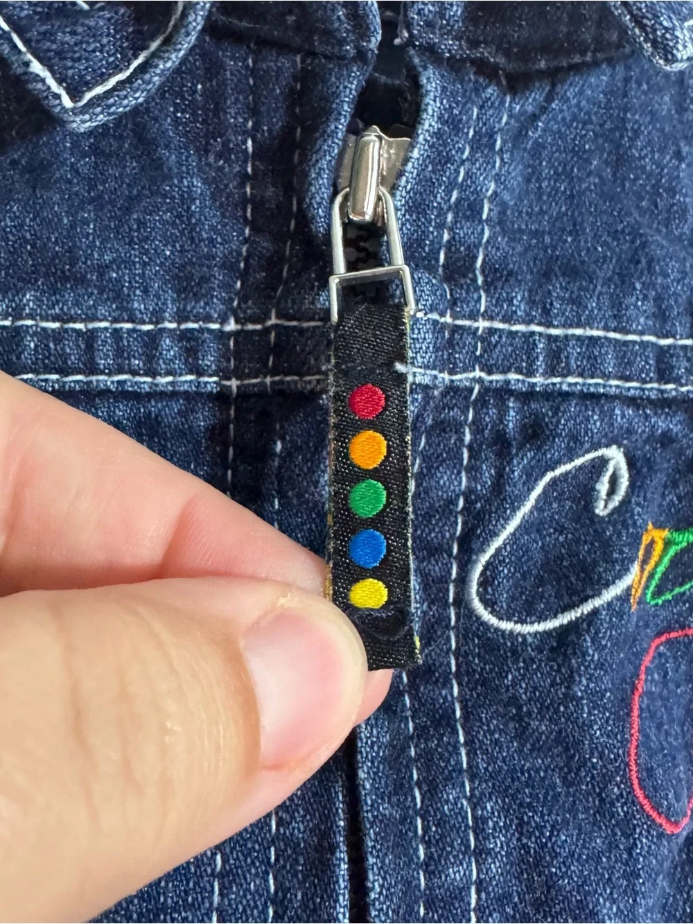 Coogi Baby Denim Jacket 0-6M Rainbow Guitar Embroidered Jean Coat